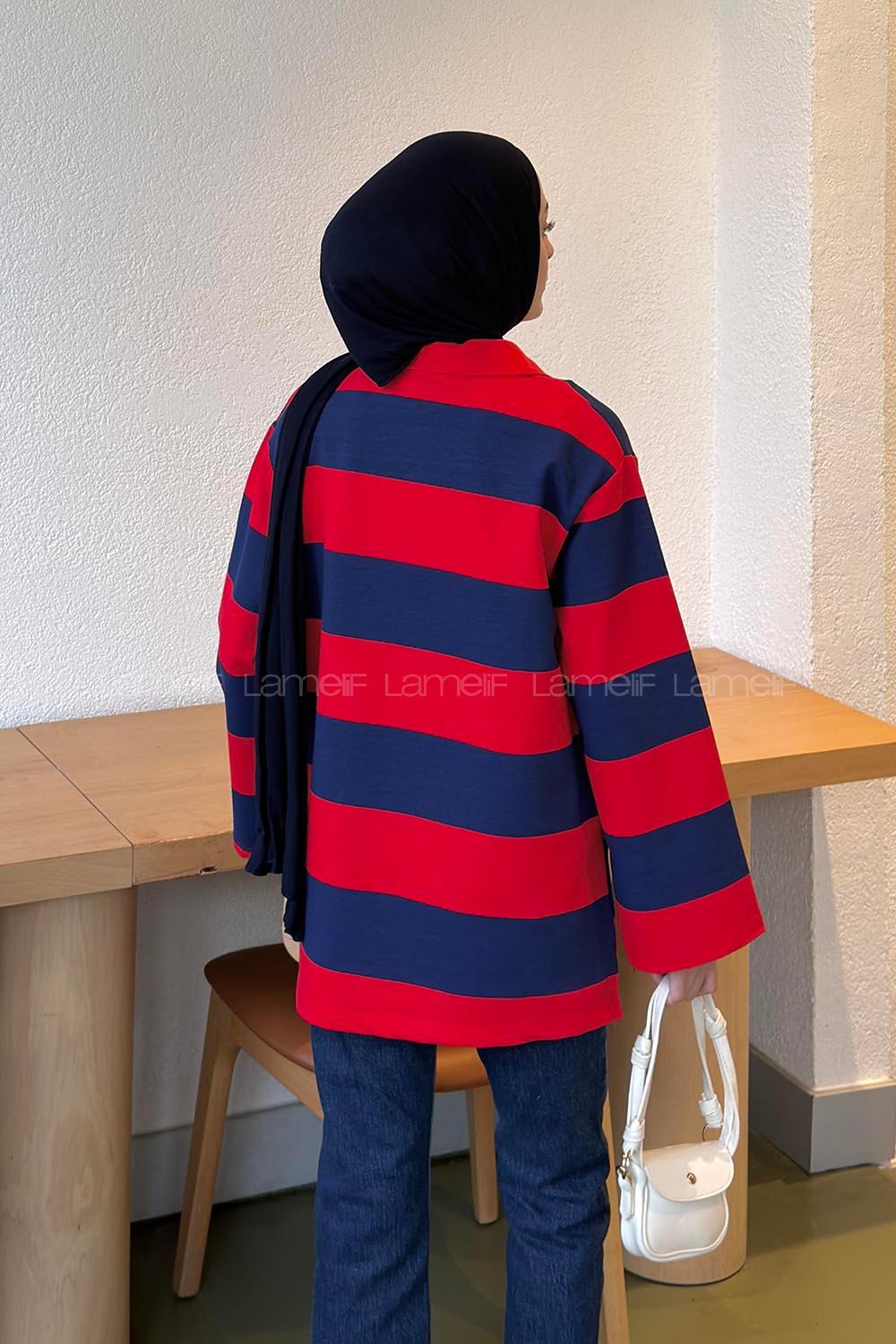 Red Polo Neck Collar Cotton Fabric Unprinted Tunic