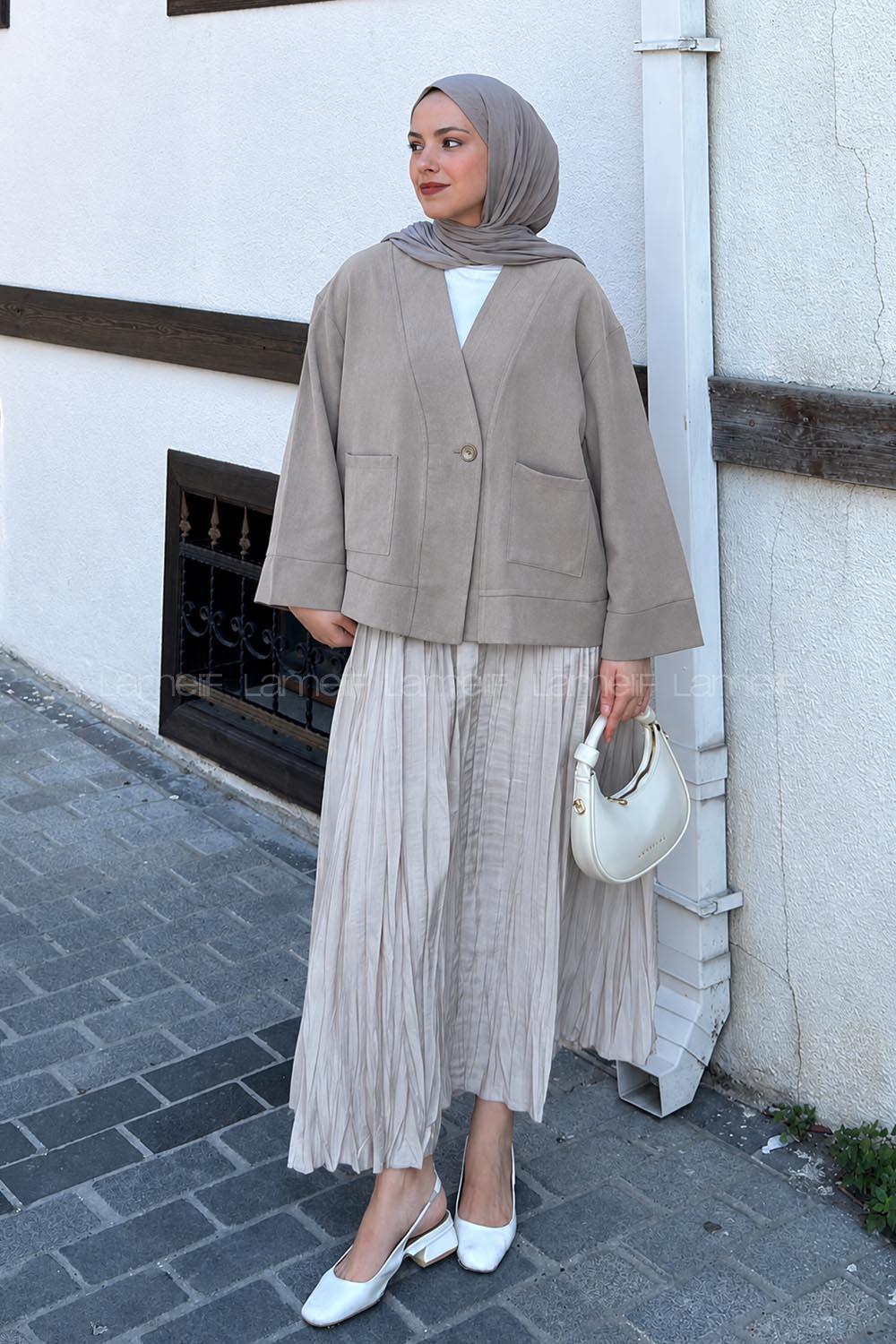 Stone Lower V Neck Long Arm Jacket