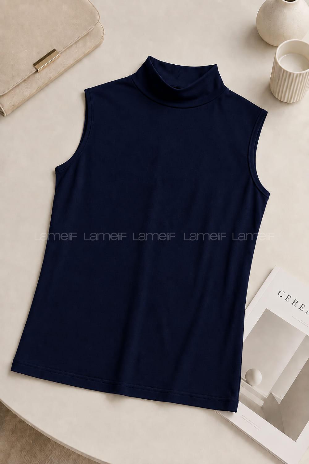 Lamelif Yarım Balıkçı Sıfır Kol Body Lacivert