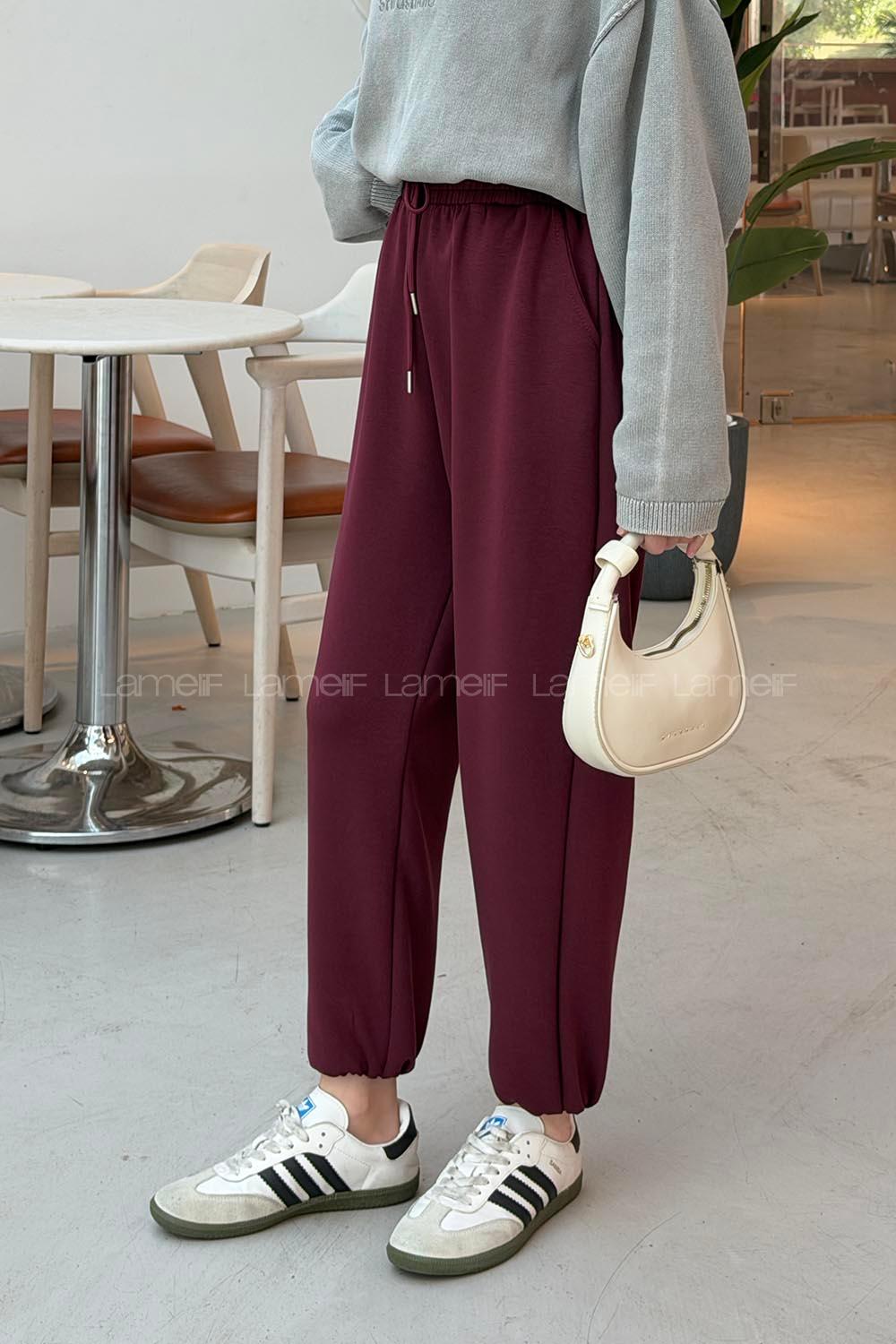 Lamelif Bileği Lastik Büzgülü Eşofman Bordo
