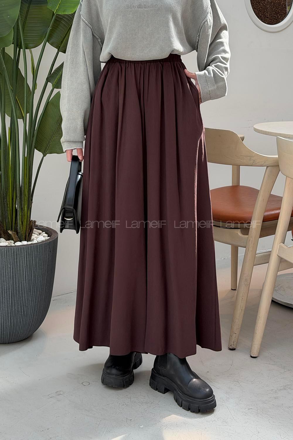 Plum Tensel Elastic Waist Comfortable Pants