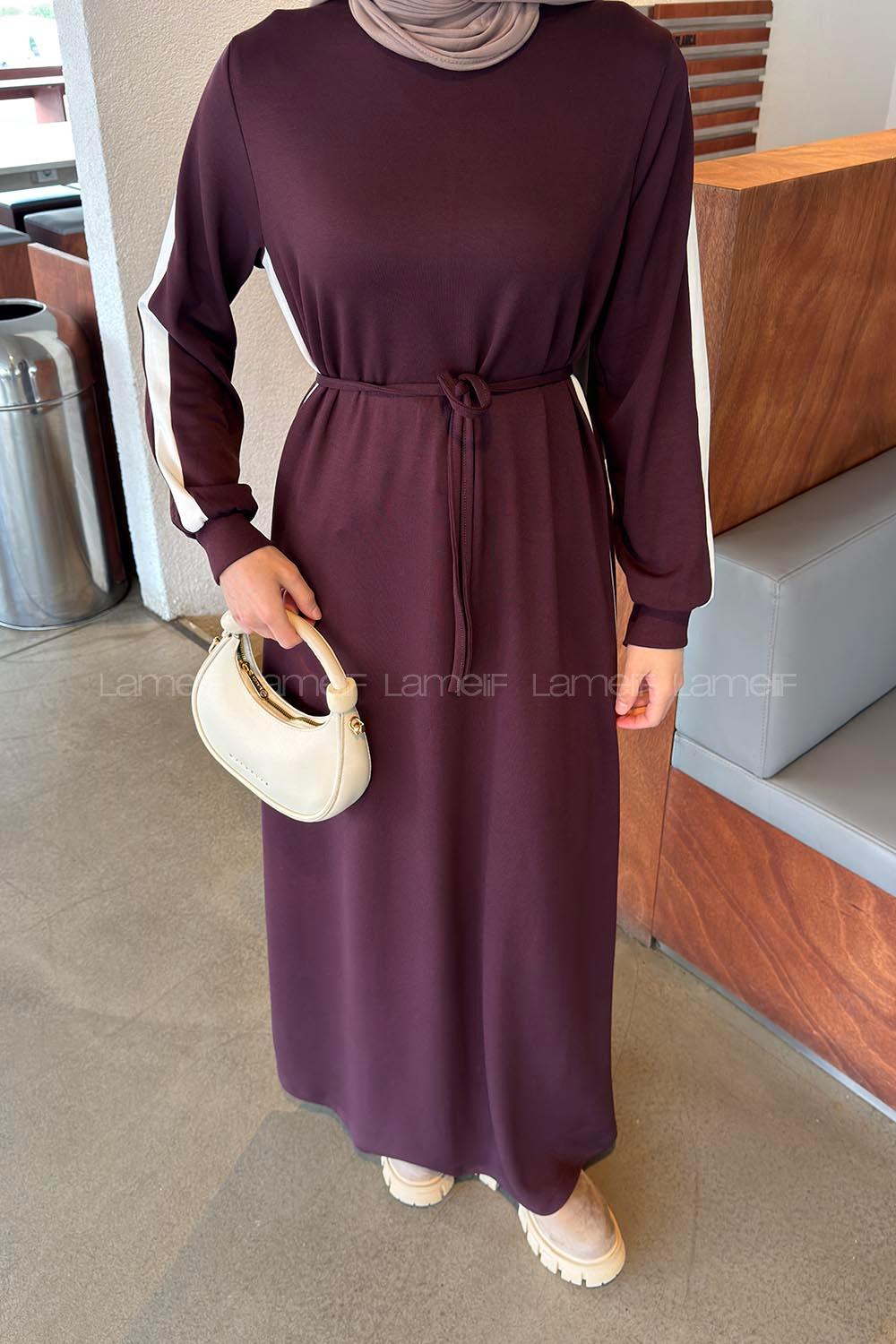 Lamelif Bağlamalı Modal Kumaş Elbise Bordo