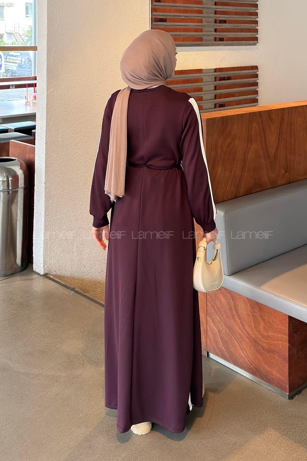 Lamelif Bağlamalı Modal Kumaş Elbise Bordo