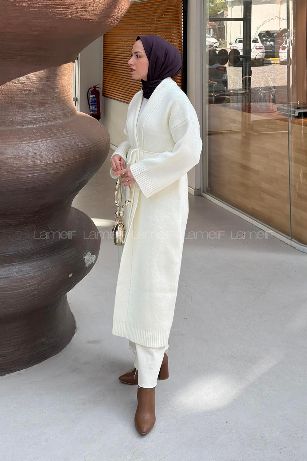 White Normal Neck Long Arm Acrylic Polyester Cardigan