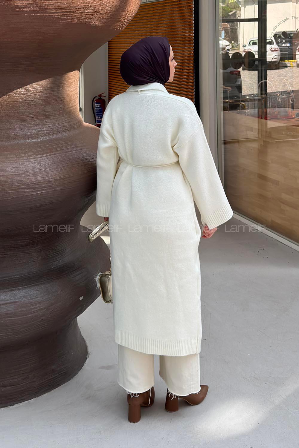 White Normal Neck Long Arm Acrylic Polyester Cardigan