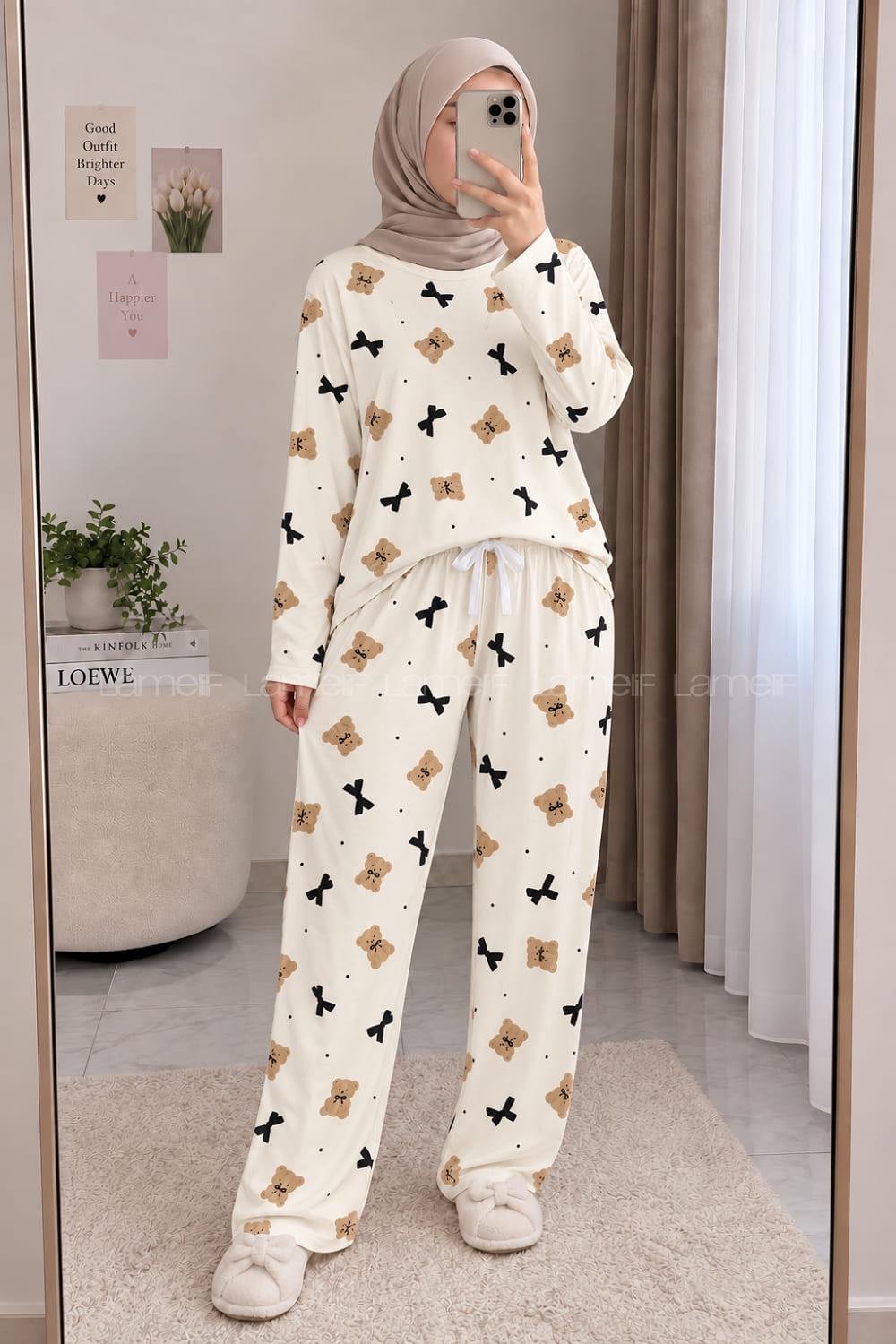 Lamelif Kurdela Ayıcık Detaylı Pijama Takımı