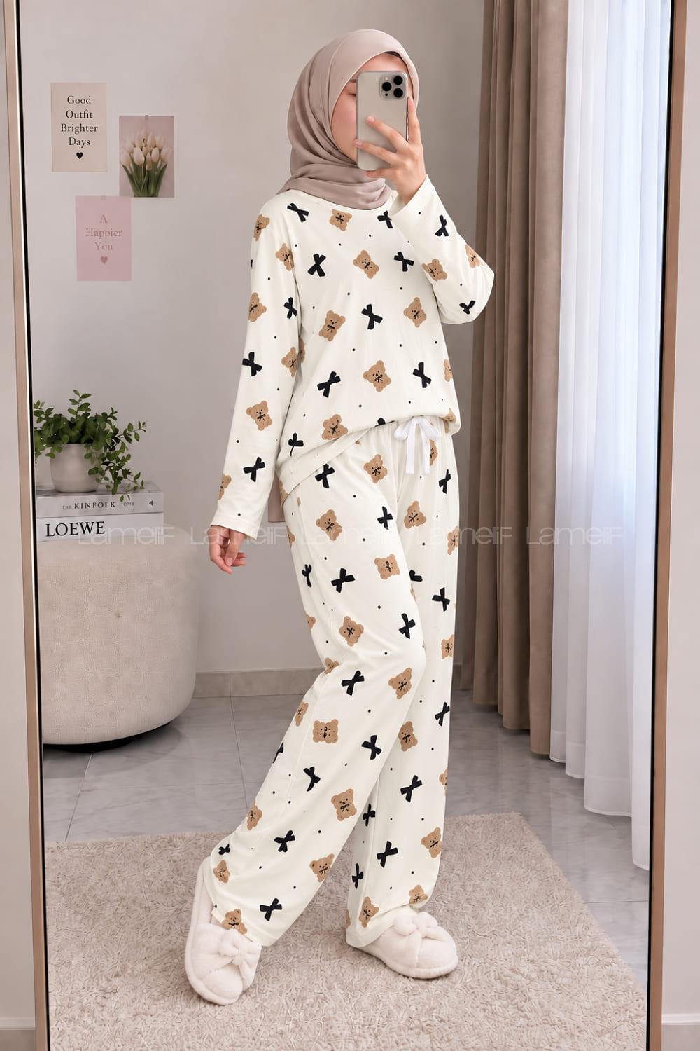 Lamelif Kurdela Ayıcık Detaylı Pijama Takımı