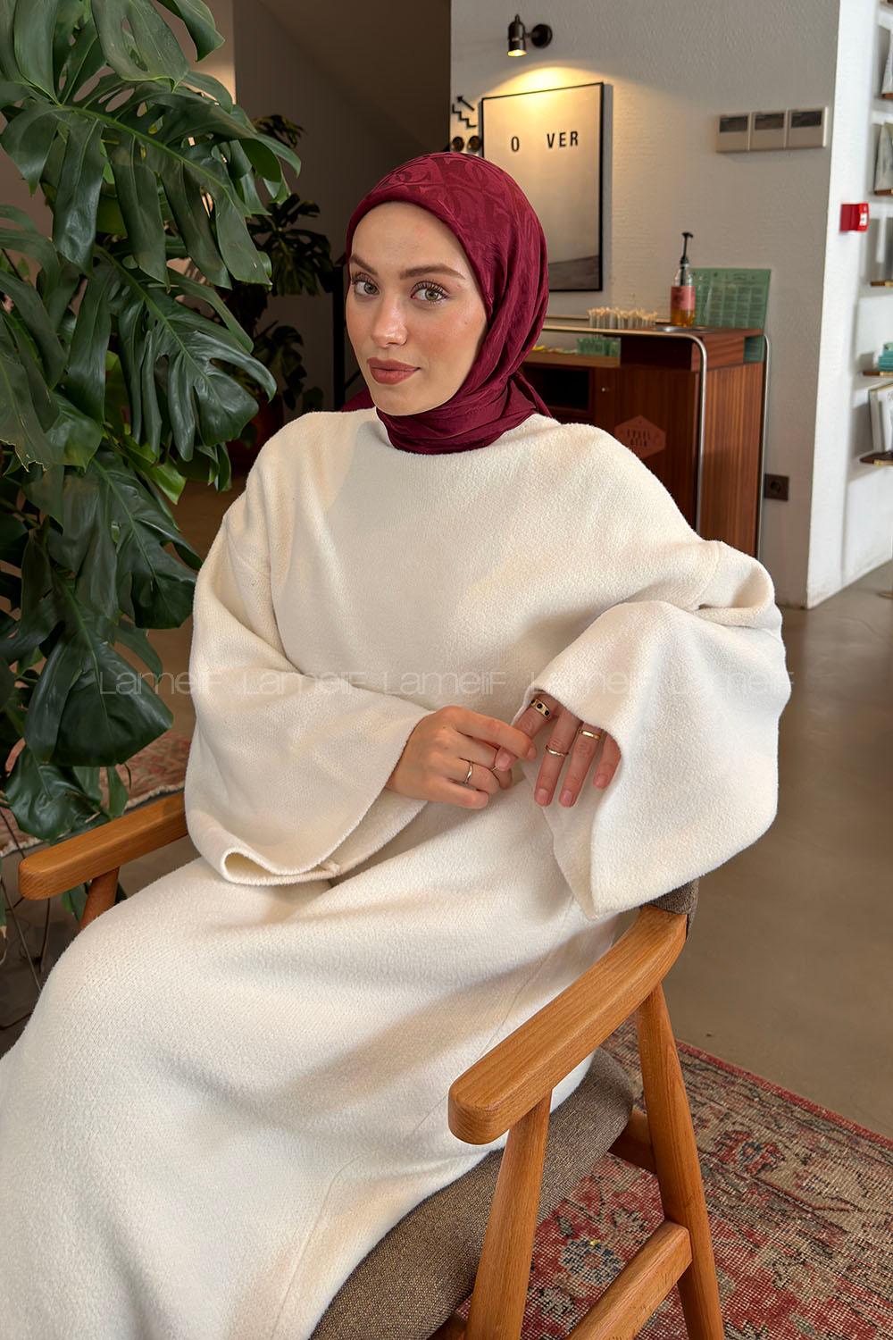 Lamelif CC Desen Ayrobin Floş Jakar Eşarp Bordo