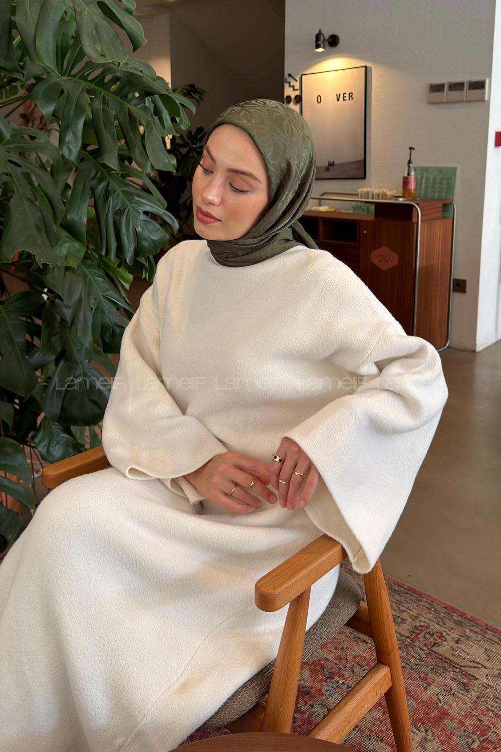 Lamelif CC Desen Ayrobin Floş Jakar Eşarp Haki