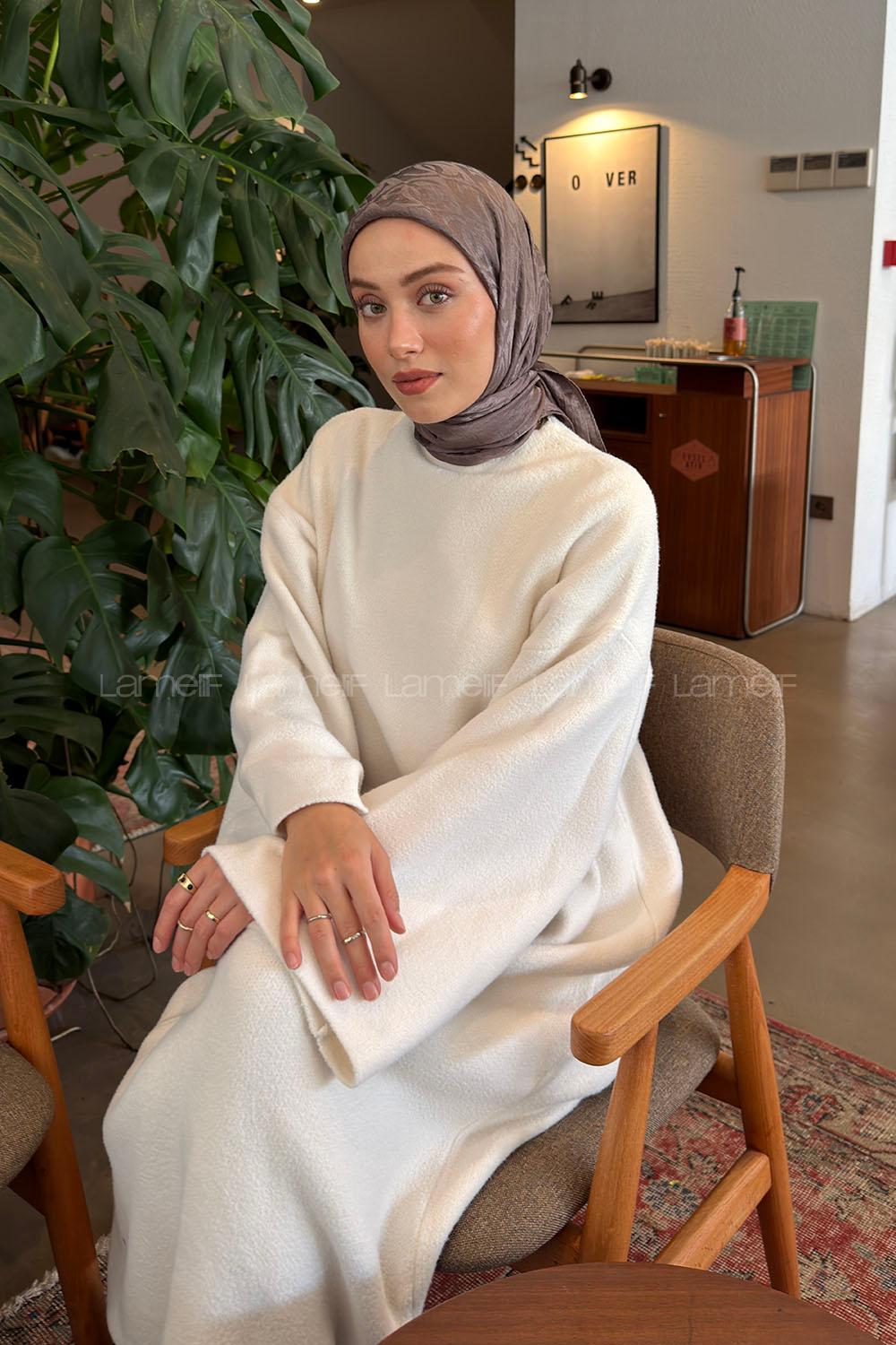 Lamelif CC Desen Ayrobin Floş Jakar Eşarp Soft Kahve