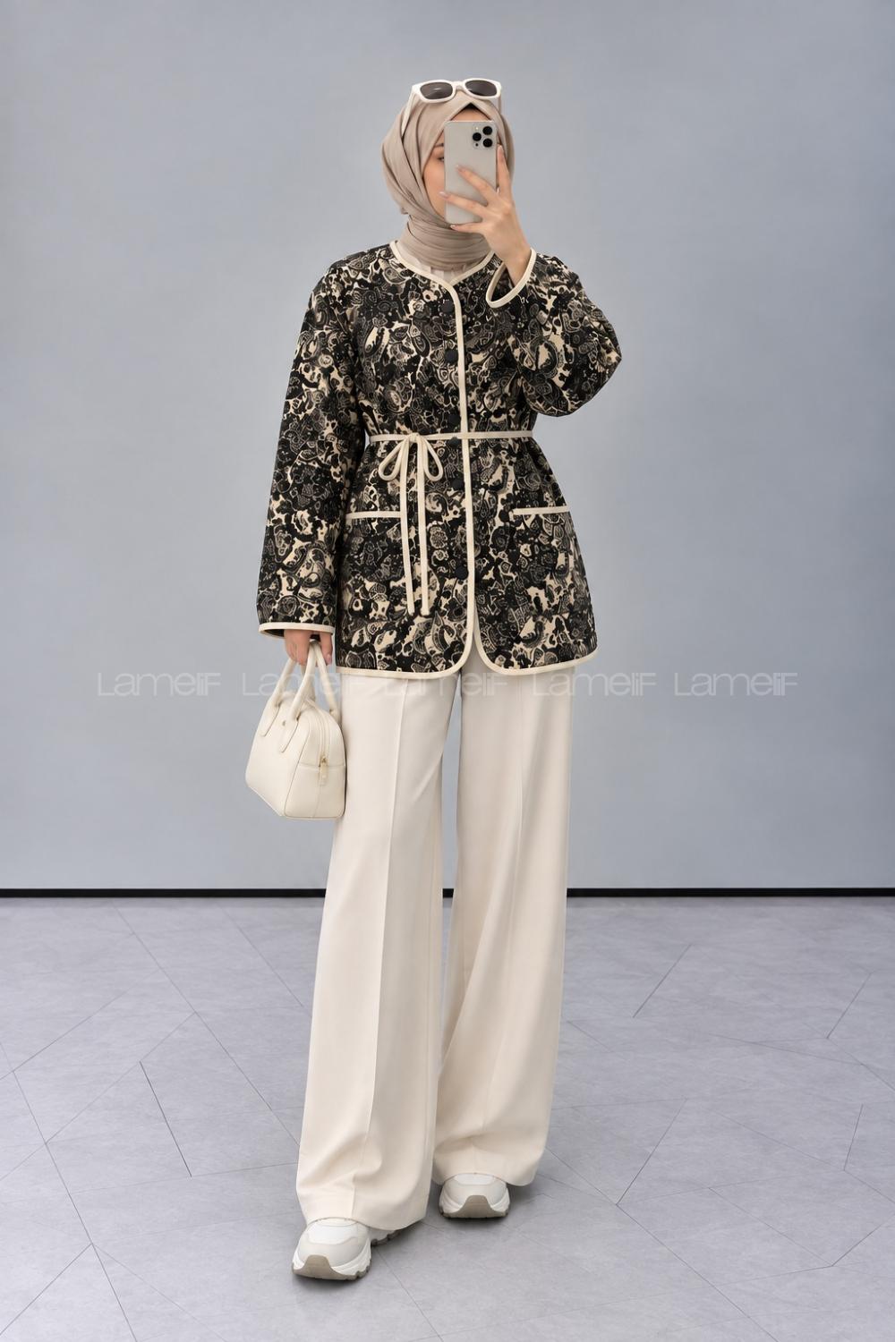 Bitter Brown Crew Neck Long Arm Jacket