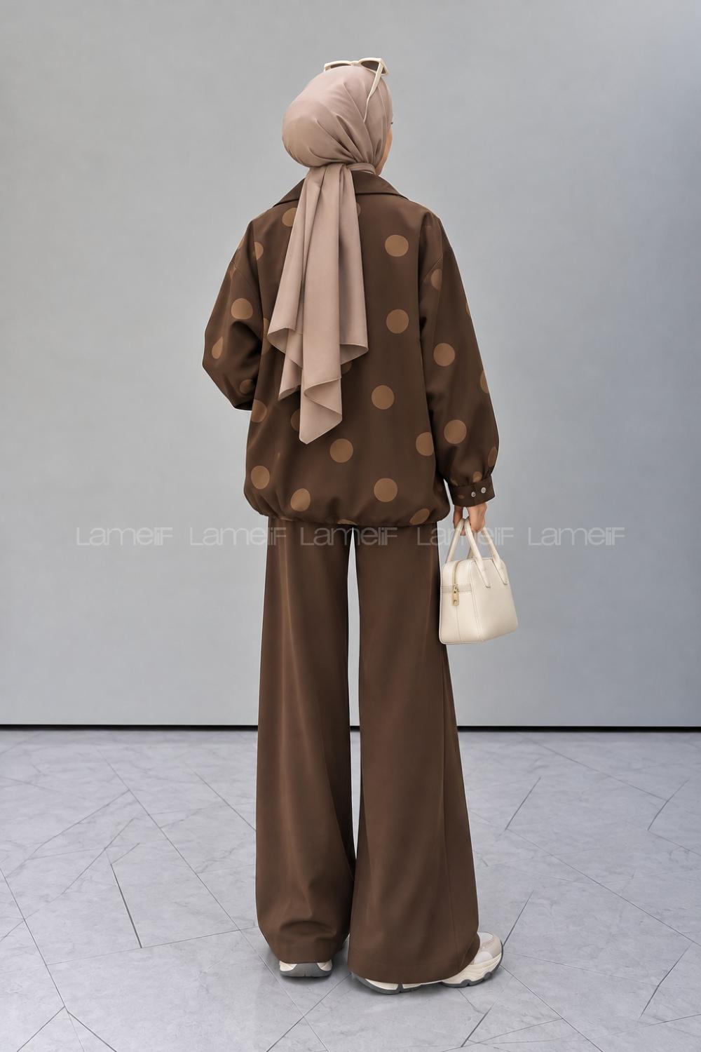 Brown Zippered Neck Long Arm Jacket