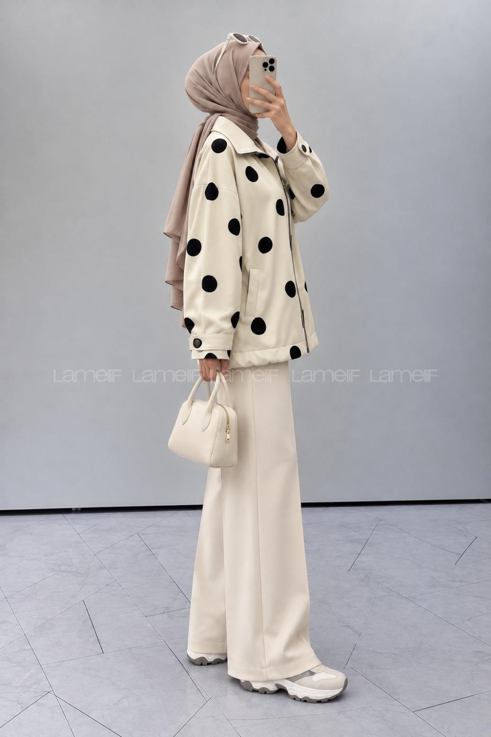 Stone Zippered Neck Long Arm Jacket