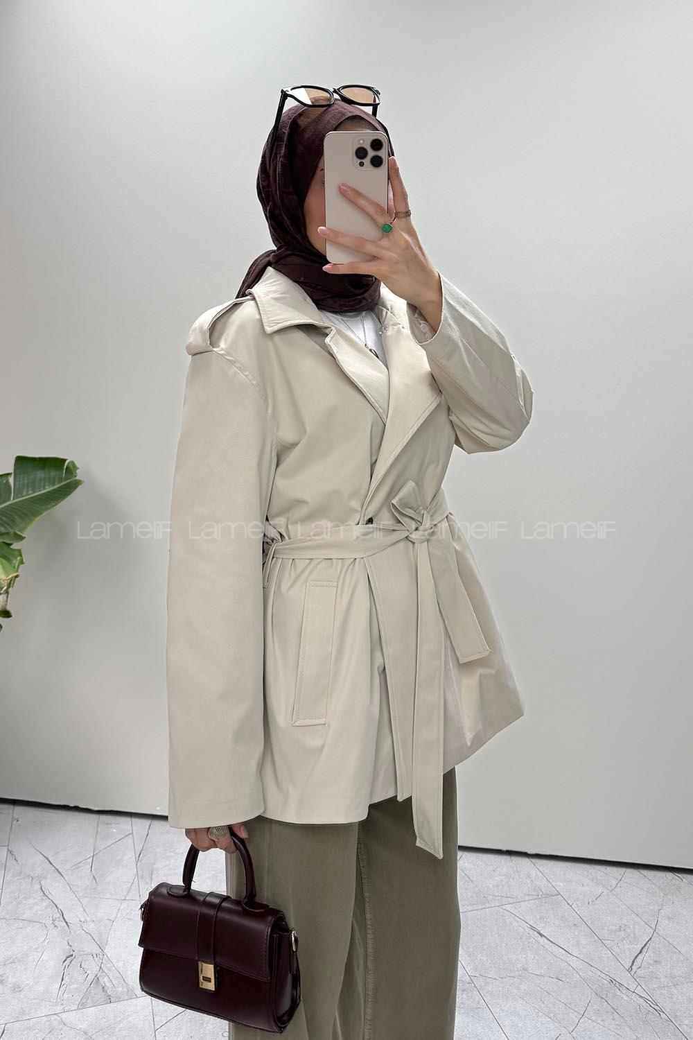 Stone Neckband Long Arm Cotton Jacket