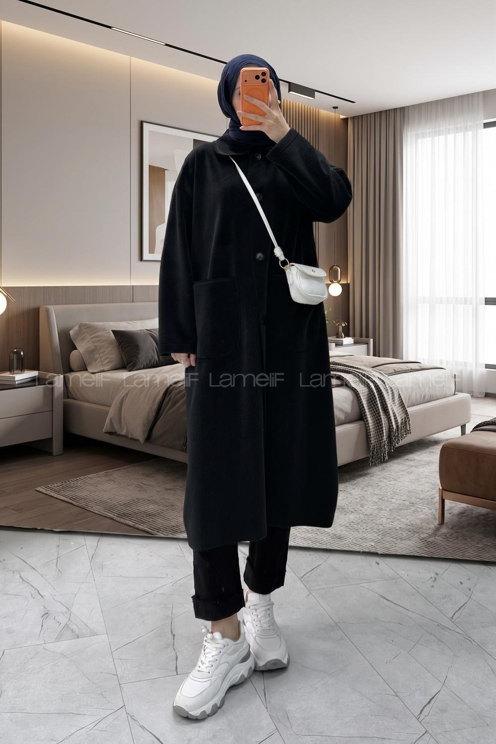 Black Peter Pan Collar Long Arm Cotton Jacket