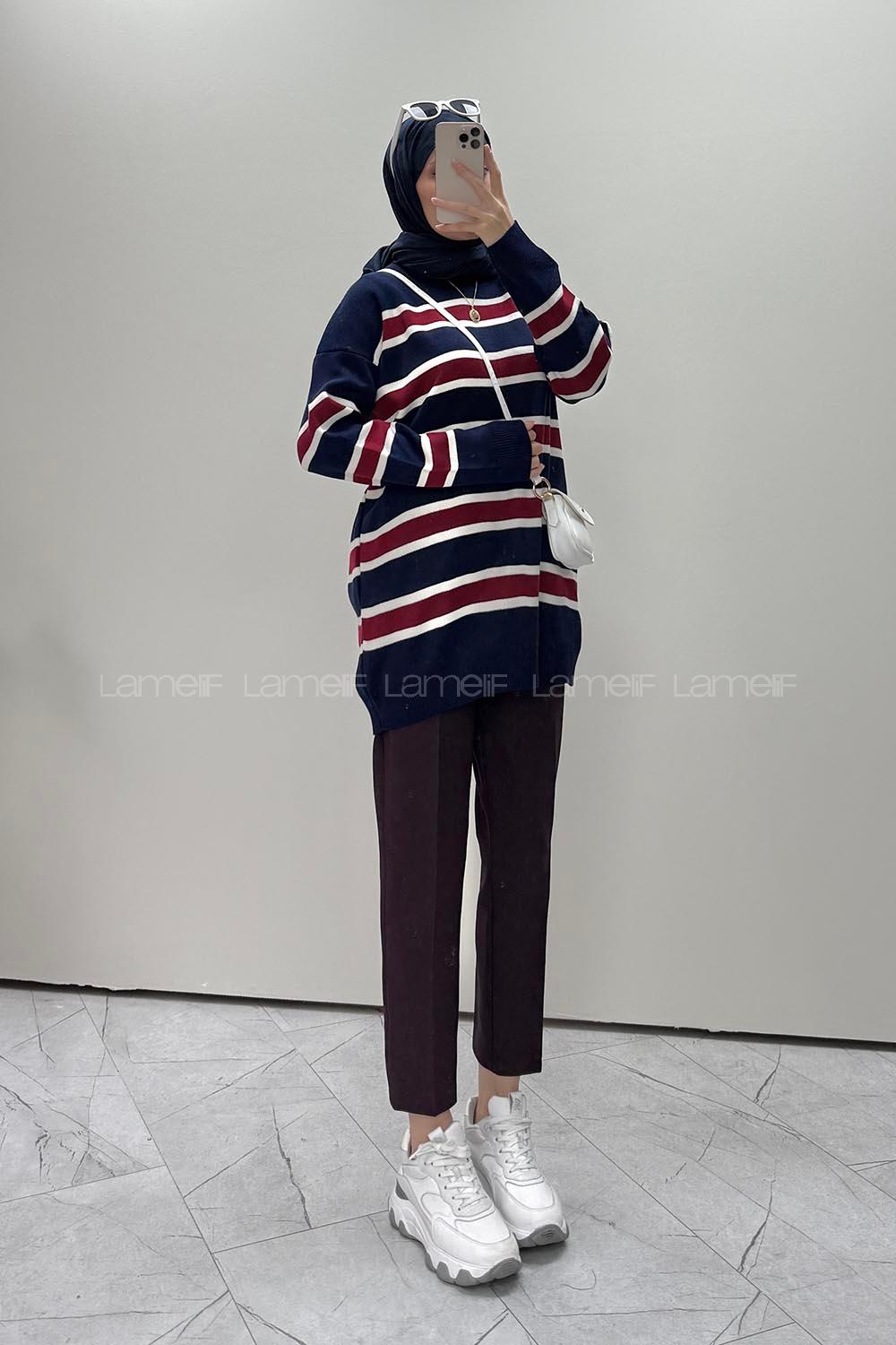 Navy Blue Crew Neck Long Arm Jumper