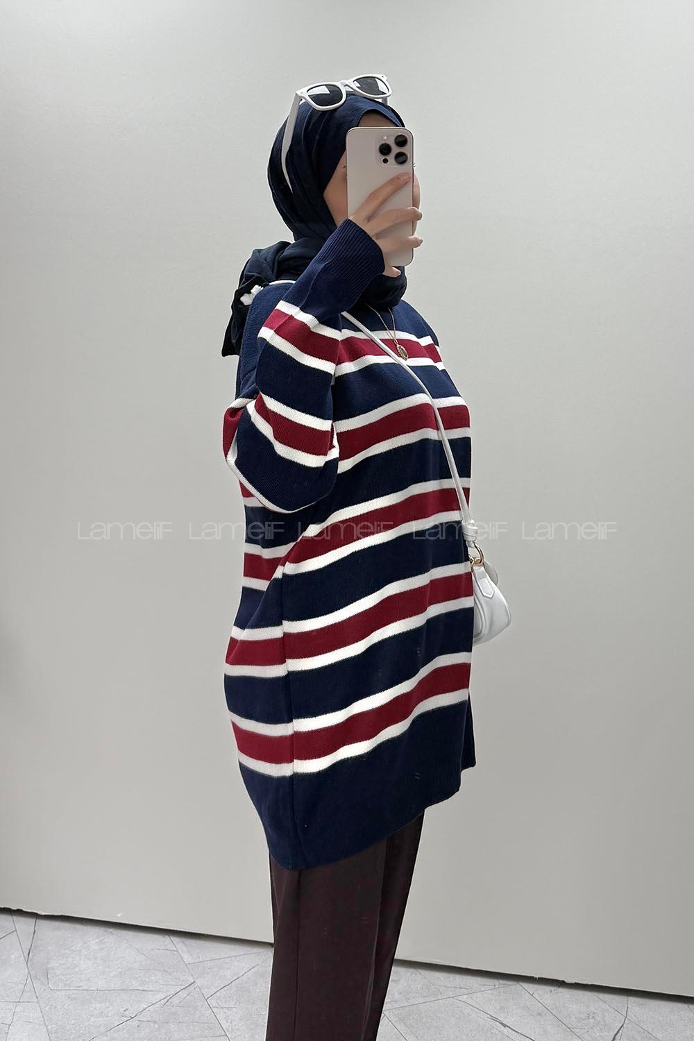 Navy Blue Crew Neck Long Arm Jumper