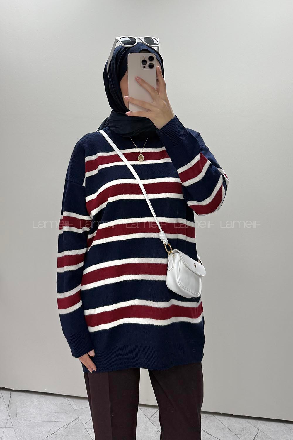 Navy Blue Crew Neck Long Arm Jumper