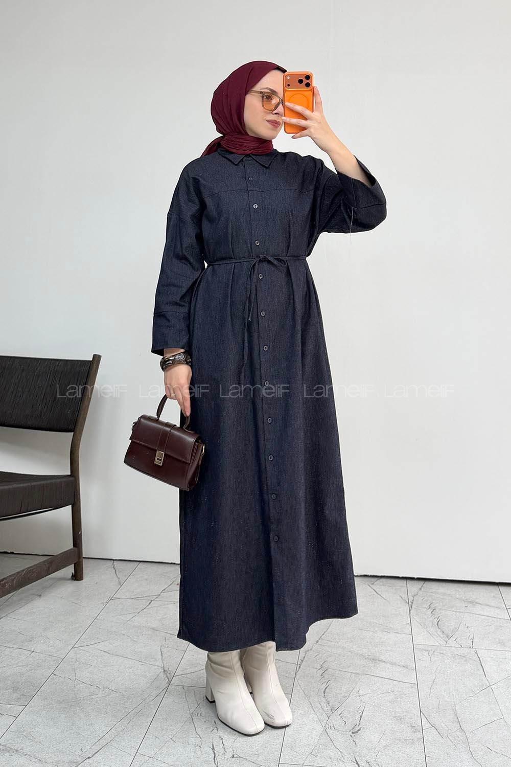 Navy Blue Crew Neck Unprinted Dresess