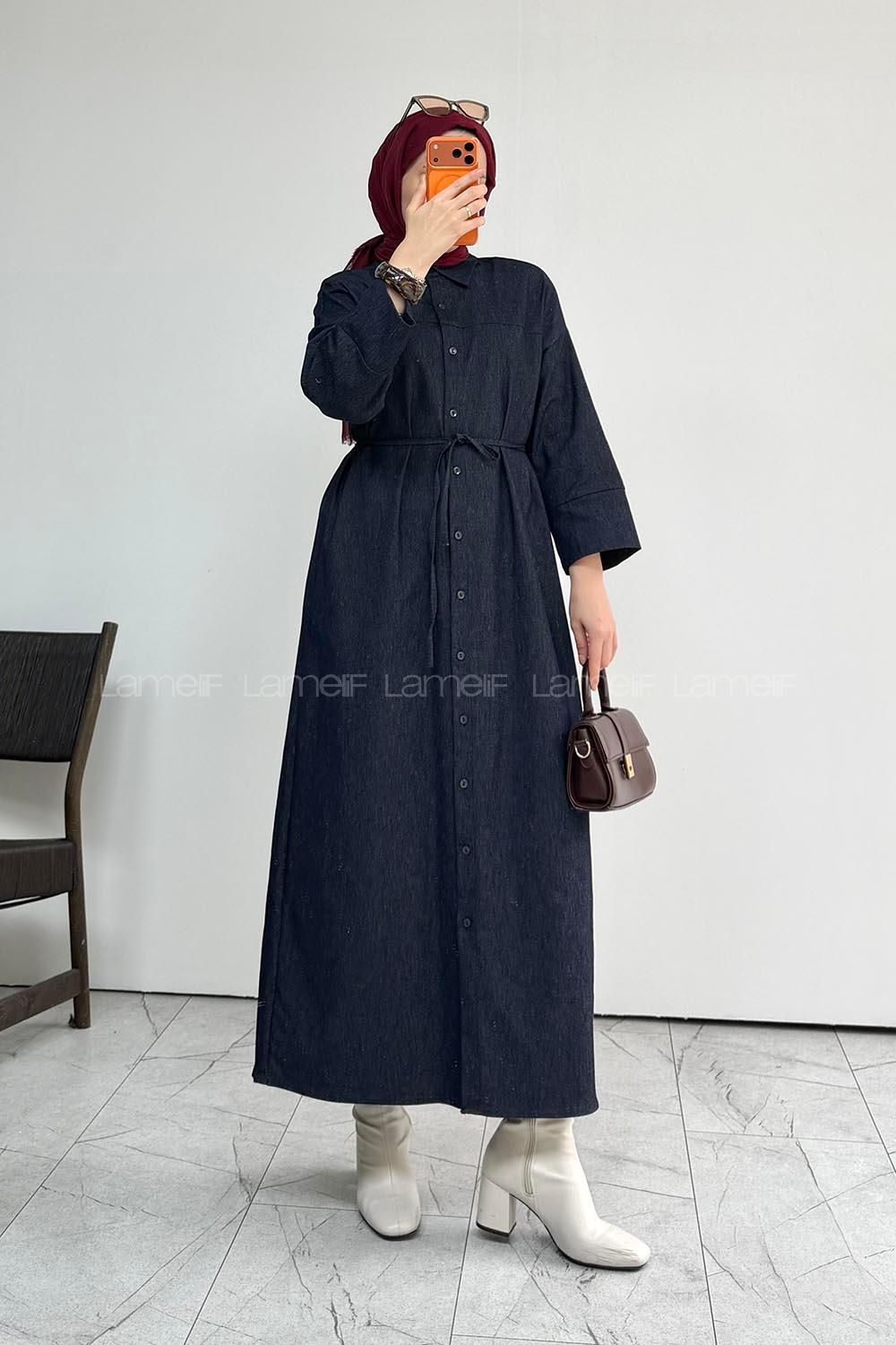 Navy Blue Crew Neck Unprinted Dresess