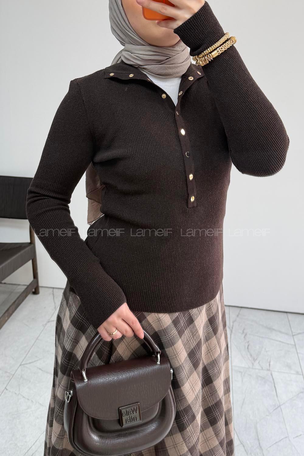 Bitter Brown Neckband Long Arm Jumper
