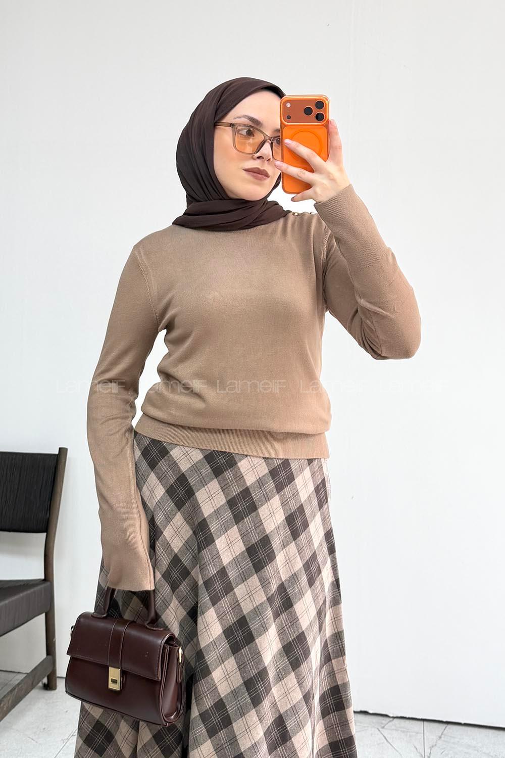 Dark Mink Neckband Long Arm Jumper