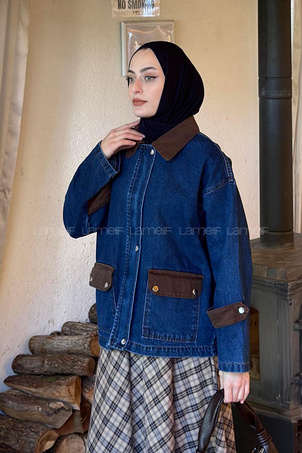 Brown Shirt Collar Long Arm Denim Jacket