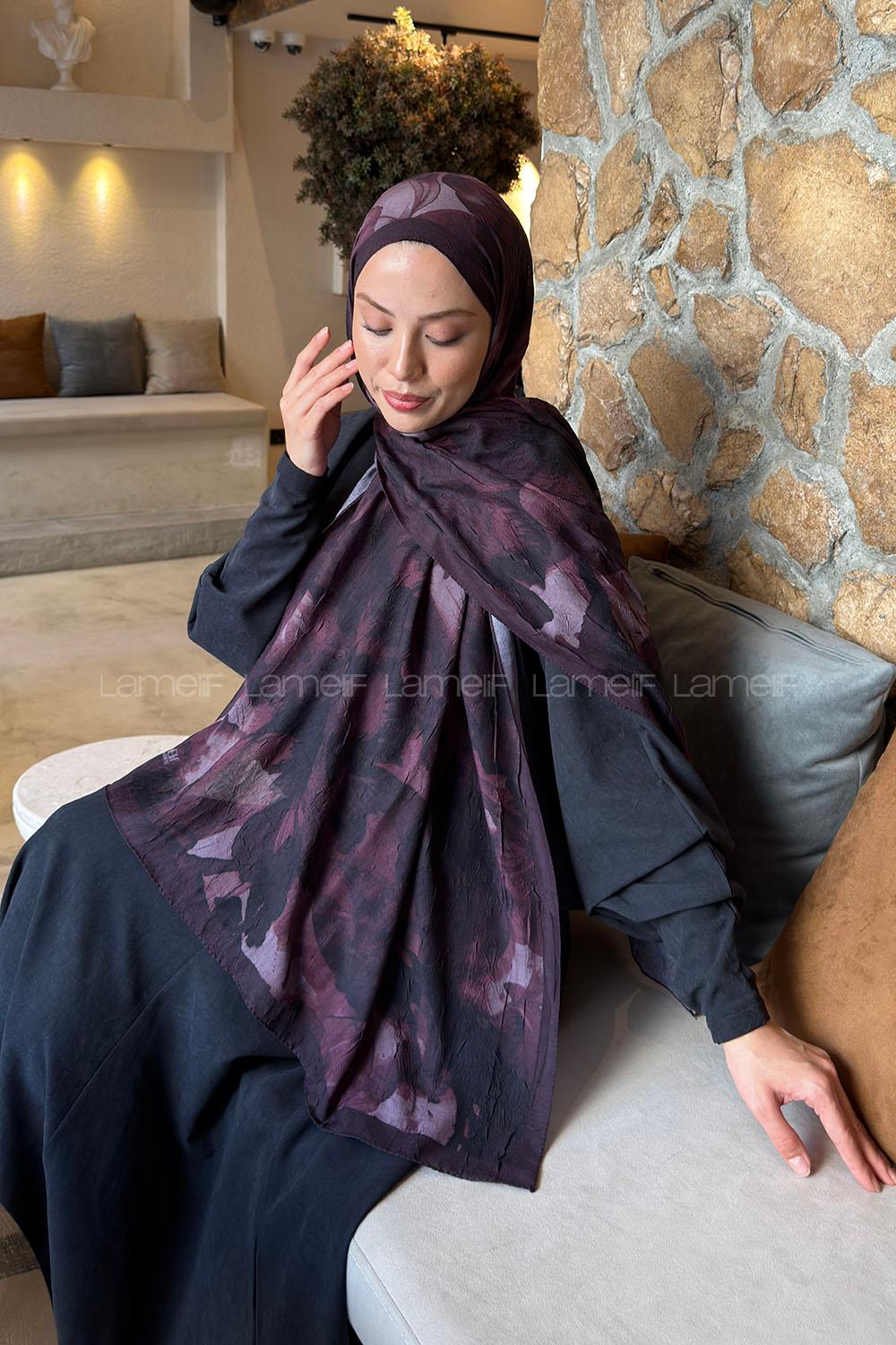 Lamelif Flower Desen Bambu Şal Vişne Çürüğü