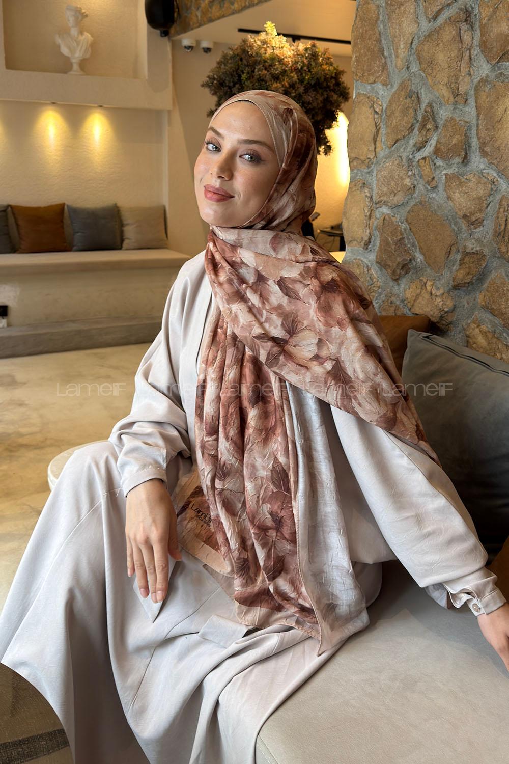 Lamelif Lotus Desen Bambu Şal Camel