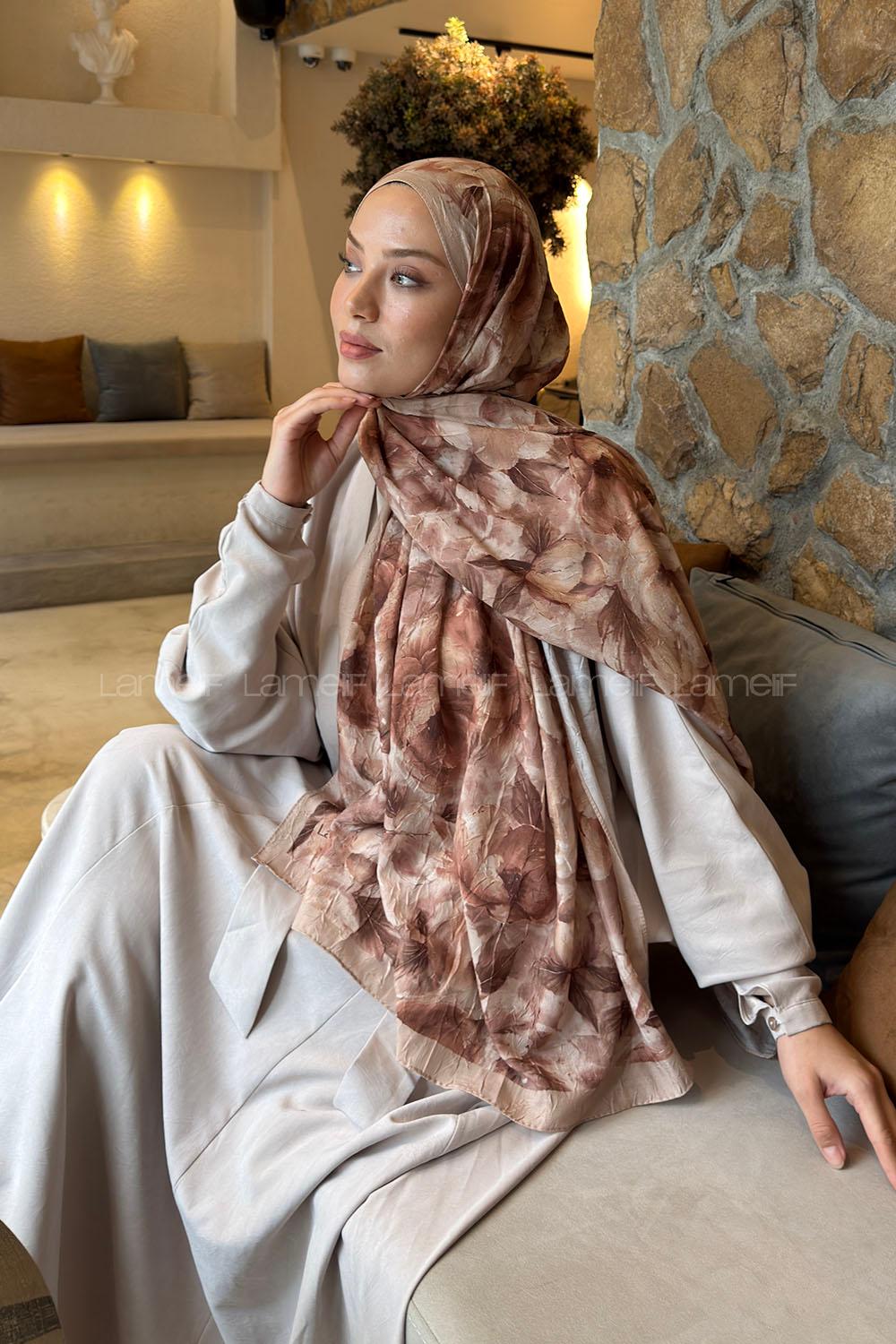 Lamelif Lotus Desen Bambu Şal Camel