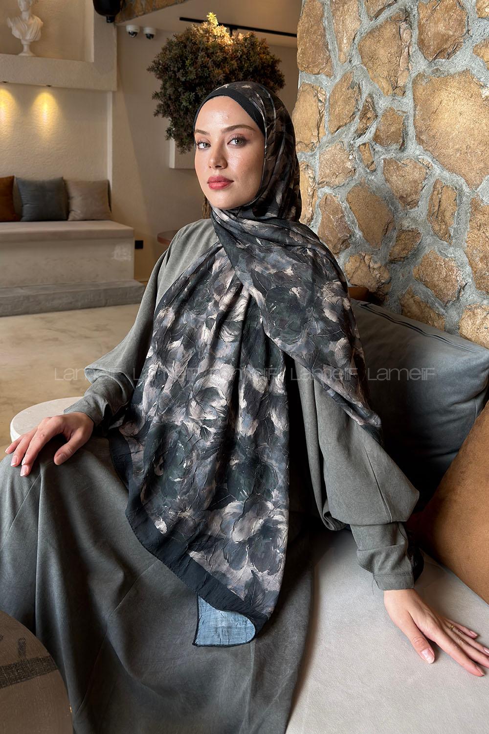 Lamelif Lotus Desen Bambu Şal Yaprak Yeşili