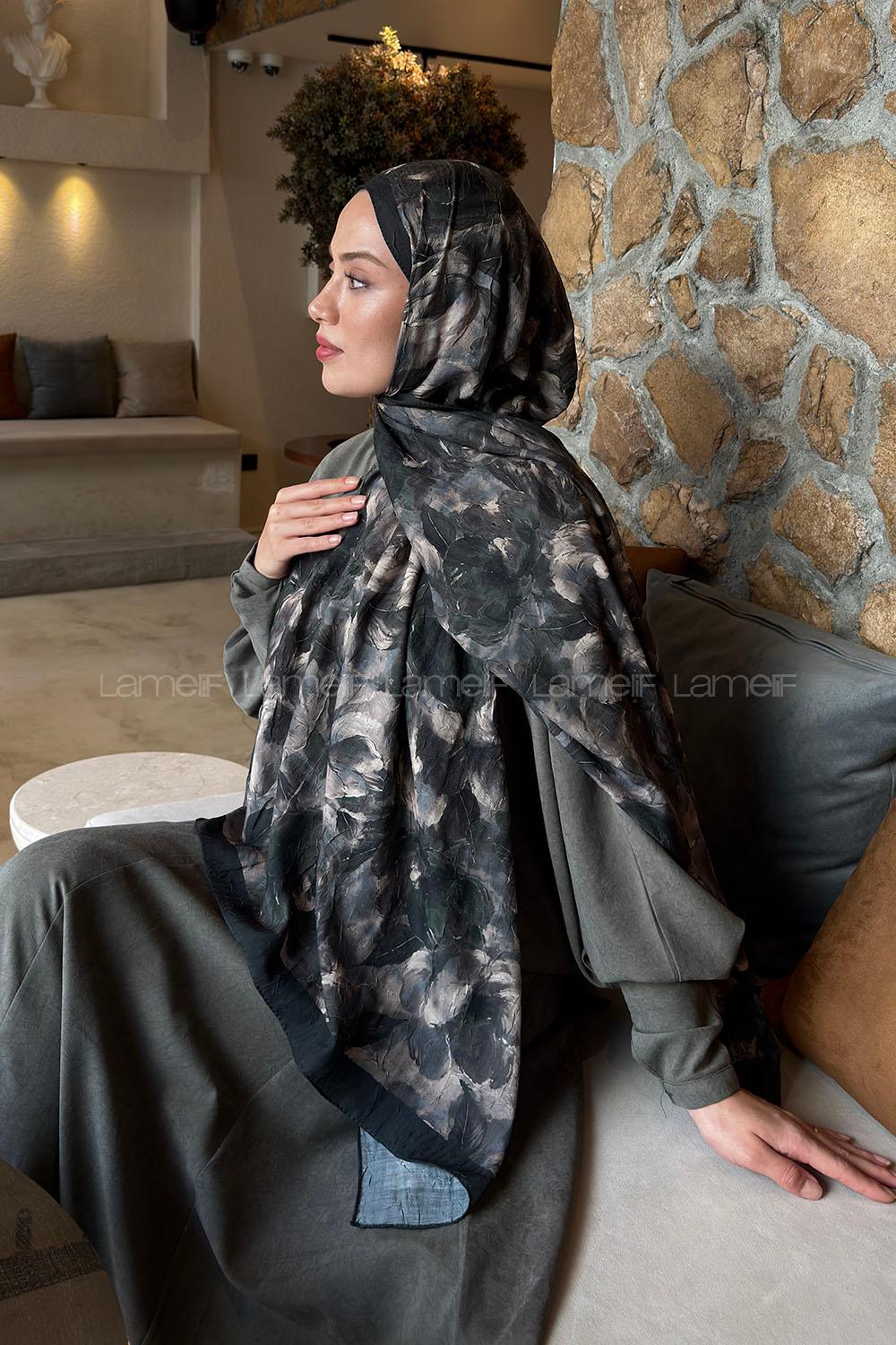 Lamelif Lotus Desen Bambu Şal Yaprak Yeşili