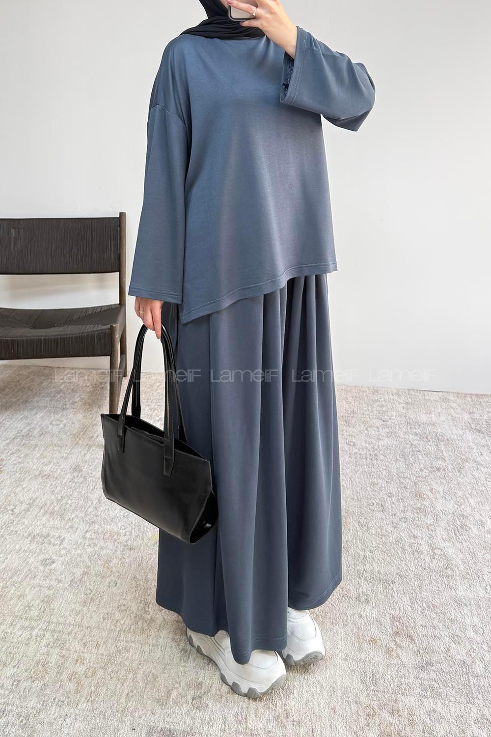 Anthracite Crew Neck Long Arm Without Accessories Regular Trousers Suit