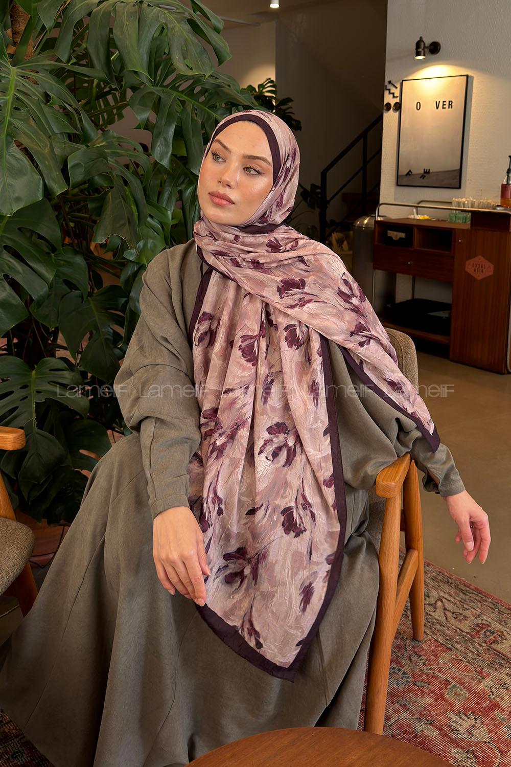 Mink White Cotton Fabric Flowering Shawl