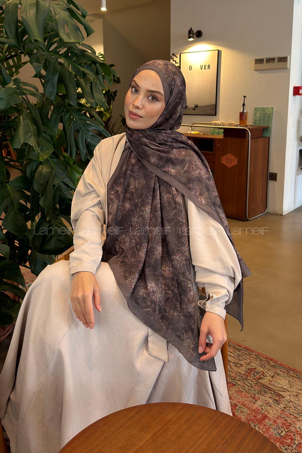 Lamelif Sarmaşık Desen Bambu Şal Toprak