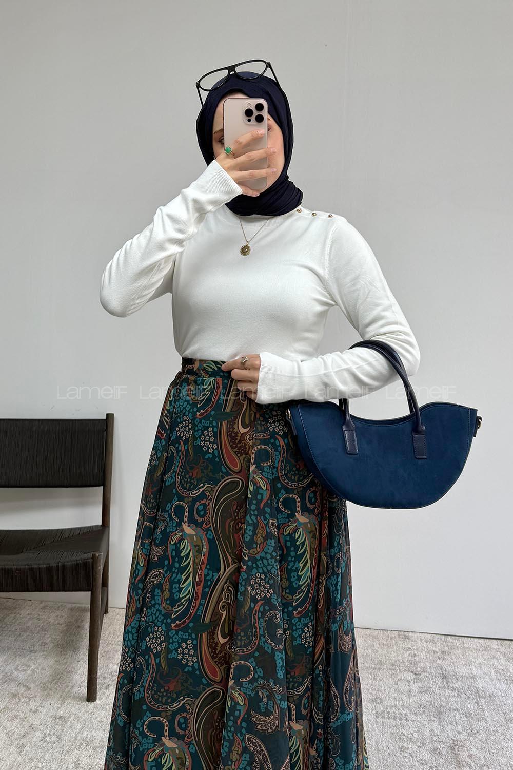 Ecru Neckband Long Arm Jumper