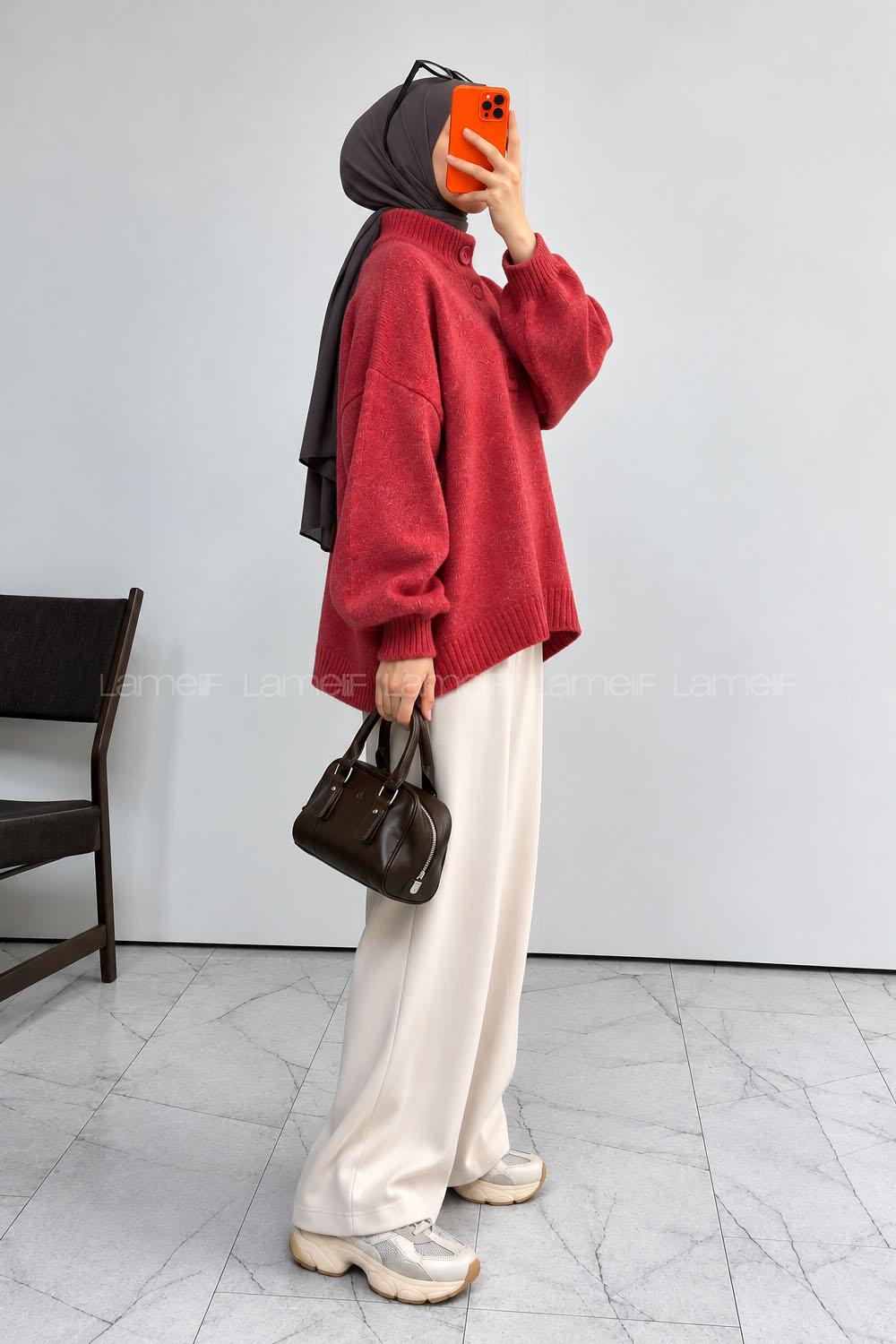 Red Mock Turtle Neck Long Arm Jumper