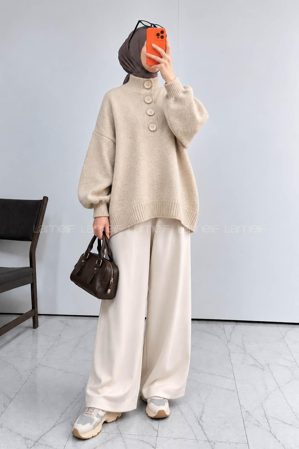 Cream Mock Turtle Neck Long Arm Jumper