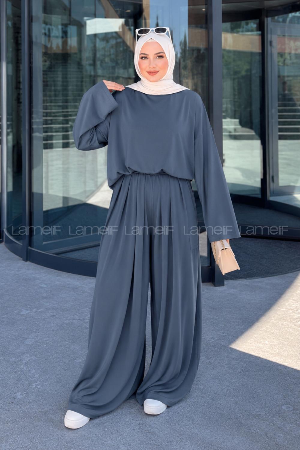Anthracite Crew Neck Long Arm Without Accessories Regular Trousers Suit