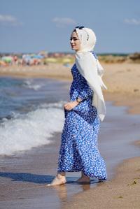 Modalamelif Mavi Yaprak Elbise