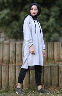 Modalamelif Gri Real Baskılı Sweat