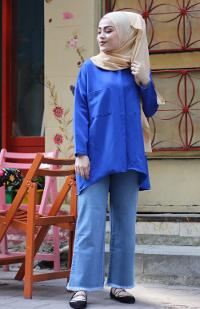 Modalamelif Saks Mavisi İki Cep Gömlek