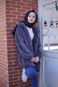 Lamelif Peluş Mont Füme