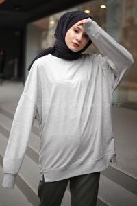 Modalamelif Gri Marigunta Baskılı Sweat