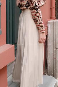 Modalamelif Krem Mira Kumaş Pliseli Etek