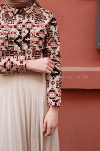 Modalamelif Vizonrengi Geometrik Gömlek