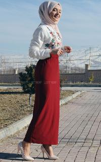 Modalamelif Kırmızı Kalem Etek