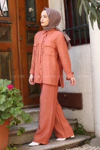 Modalamelif Gül Kurusu Gömlekli Salaş Takım