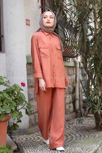 Modalamelif Gül Kurusu Gömlekli Salaş Takım