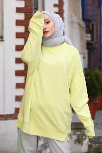 Modalamelif Neon Yeşil Marigunta Baskılı Sweat